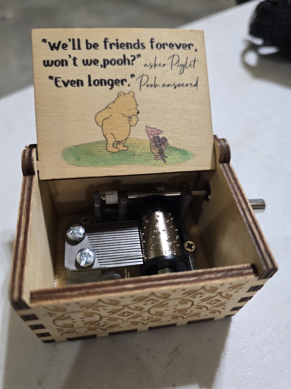 Winnie The Pooh- Handcrafted Wooden Music Box with Pooh Illustration